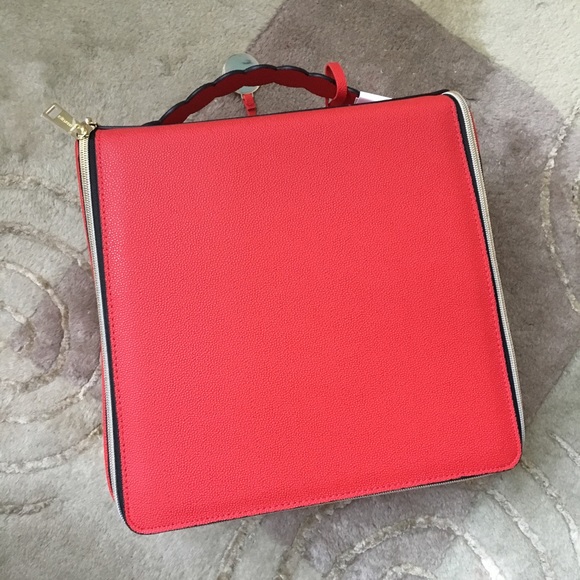 NEW Estée Lauder medium square makeup travel case, box in coral full zip - Picture 2 of 5
